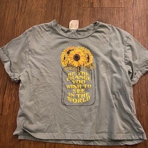 Crop top, green with sunflowers, size XL